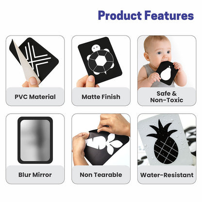 High-Contrast Flash Cards & Dual-Sided Flip Book for Newborns