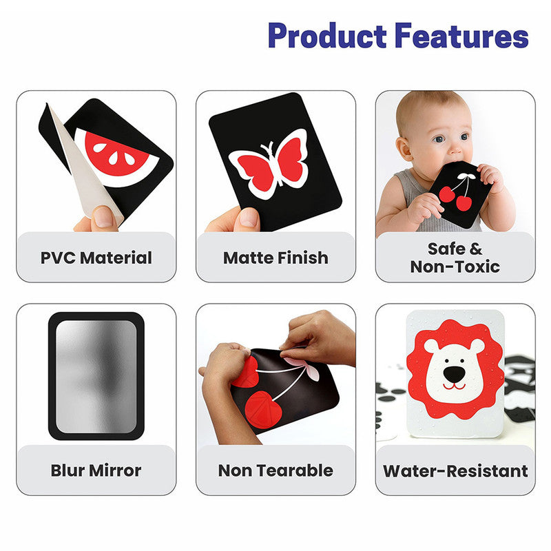 High Contrast Flash Cards for Babies - Shapes, Animals, Fruits, & More