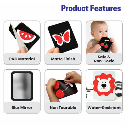 High Contrast Flash Cards for Babies - Shapes, Animals, Fruits, & More