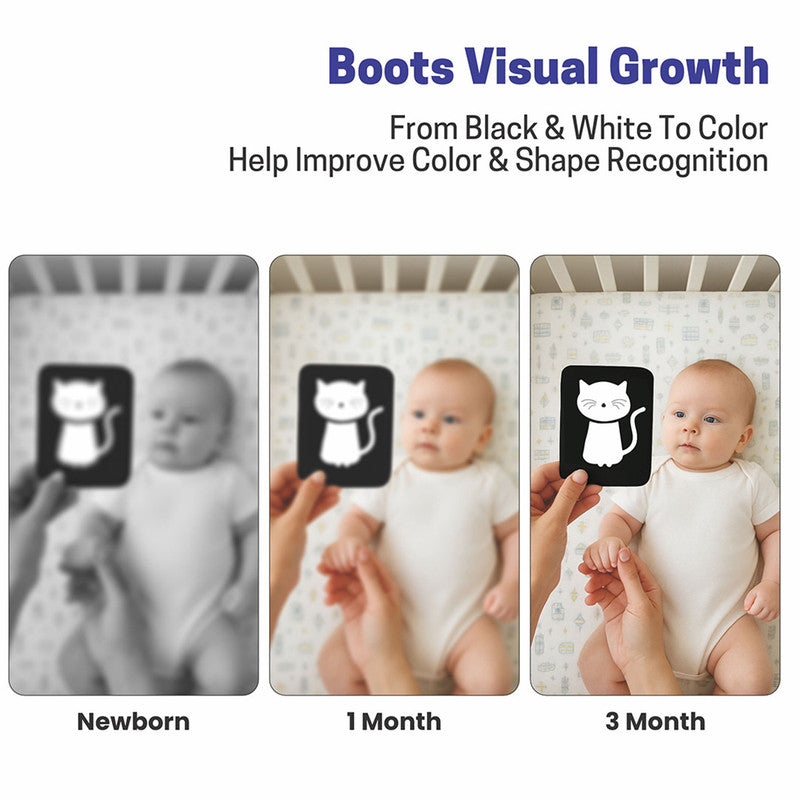 High-Contrast Flash Cards & Dual-Sided Flip Book for Newborns
