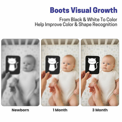 High-Contrast Flash Cards & Dual-Sided Flip Book for Newborns