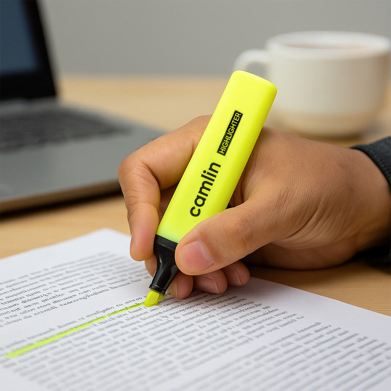 Camlin Highlighter Yellow – Smooth & Bright No-Smudge Highlighters (Pack of 10)