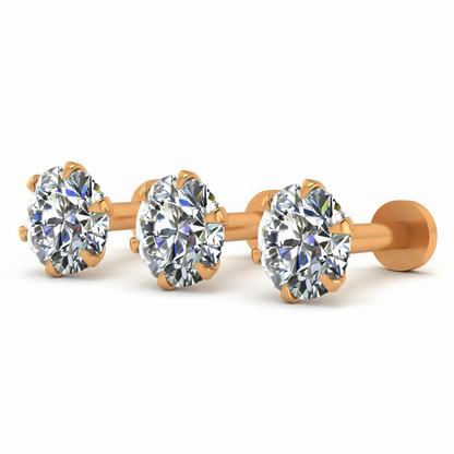 Gold AD Nosepin Laung Koka Nathni Flat Back Labret Combo Pack of 3