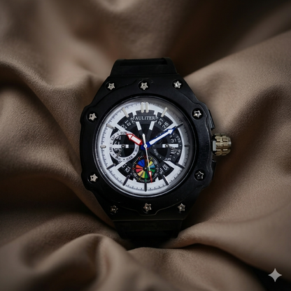 Men’s Premium Black Dial Analog Wrist Watch with Silicone Strap