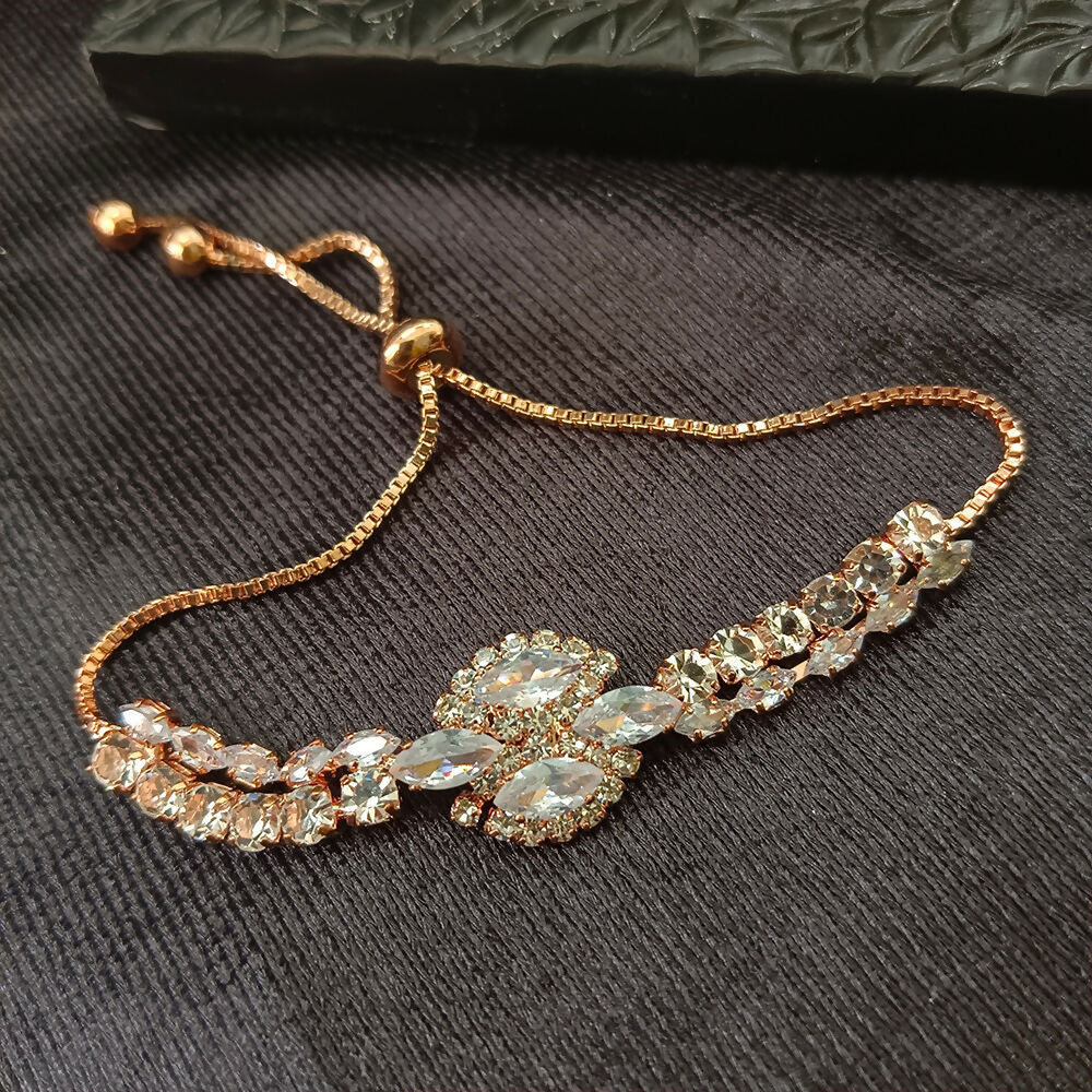 Rose Gold Plated Ad Stone Adjustable Bracelet