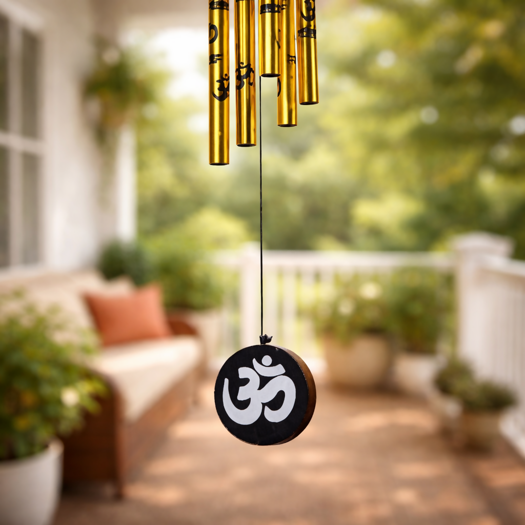 Golden Om Metal Wind Chime for Home Balcony Entrance and Garden Decor