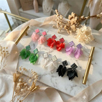 Premium Acrylic Petal Drop Earrings with Square Stud Top – Multicolor Fashion Collection (Pack Of 6)