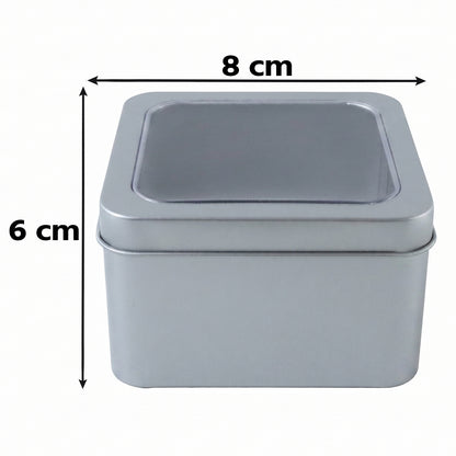 Handcrafted metal tin box with clear lid for small gift packaging