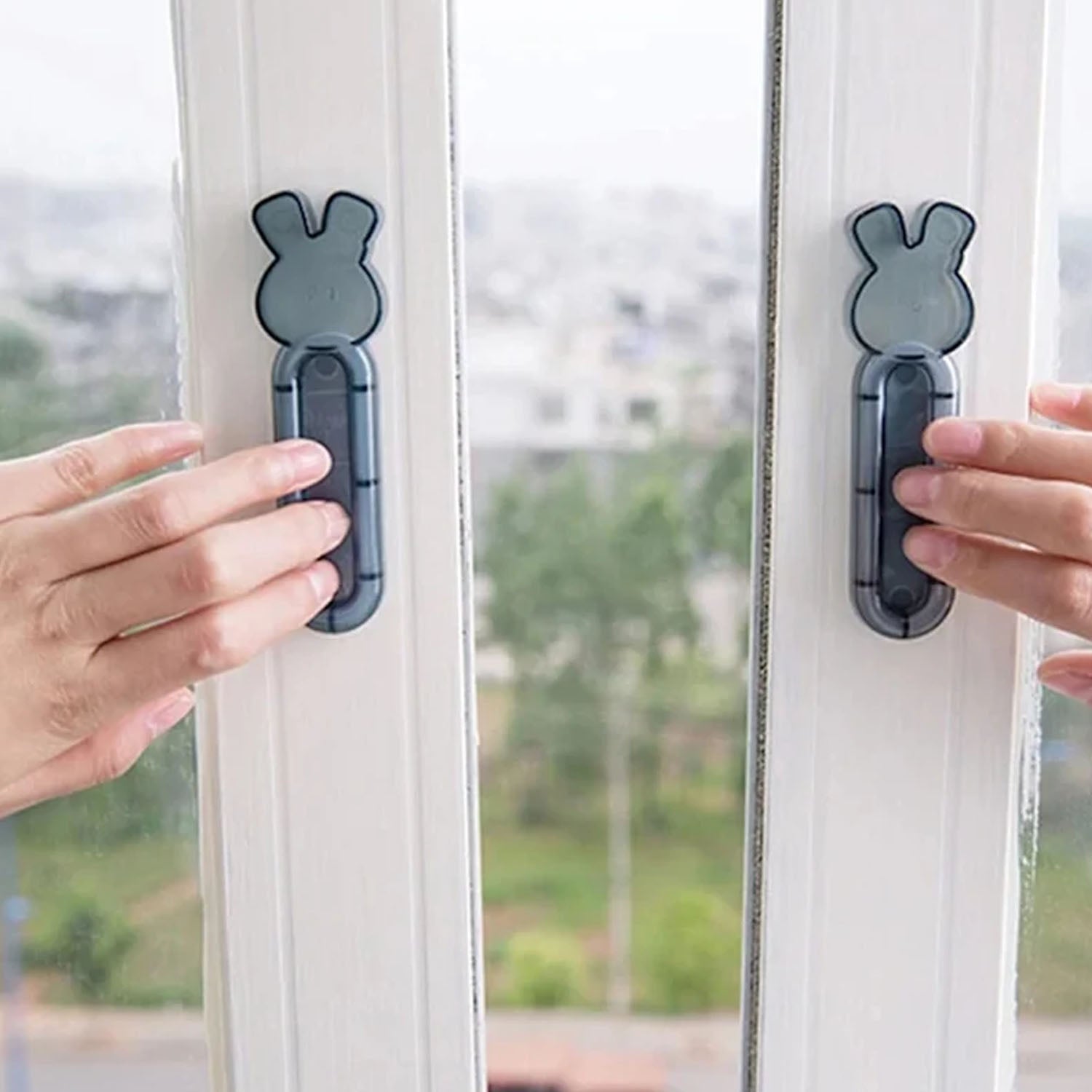 Close-up of door stopper and wall protector combo