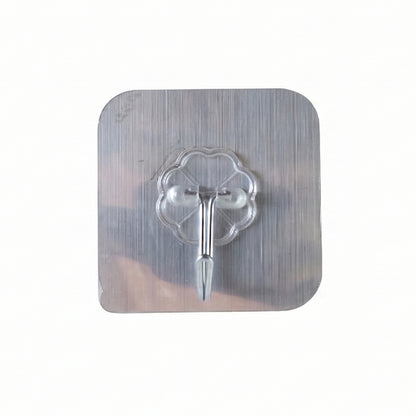 Self-stick double hook metal wall plate