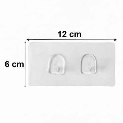 Transparent Double Hook Self-Adhesive Wall Hook Side View