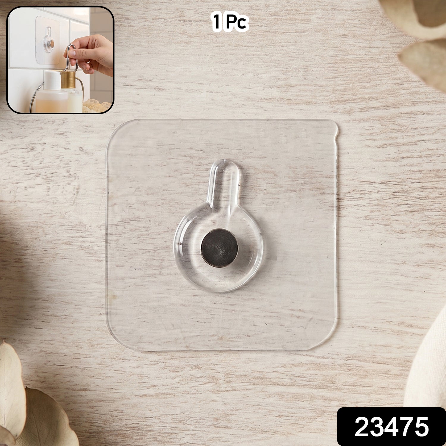 Clear adhesive magnetic wall hook holding keys