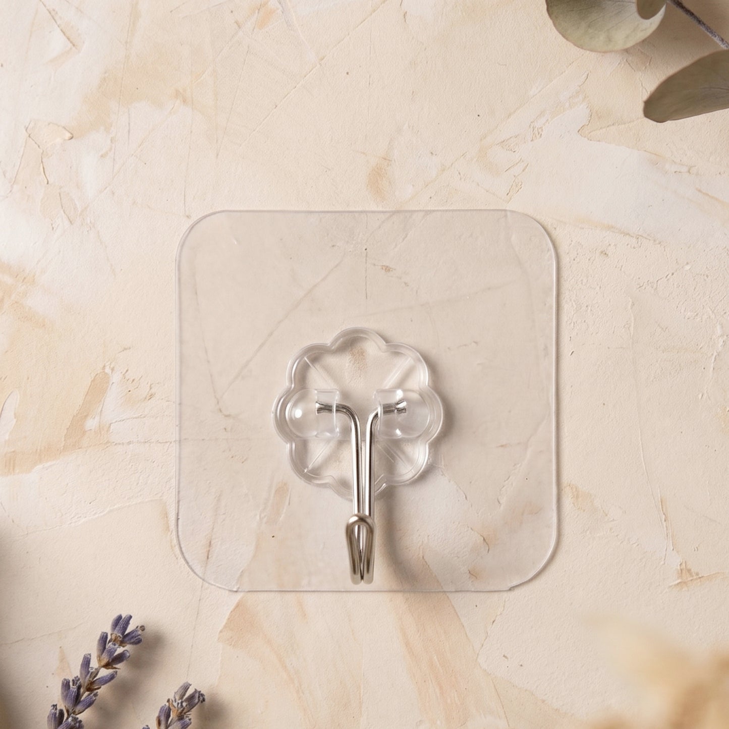 Self adhesive flower-shaped transparent wall hook hanging towel