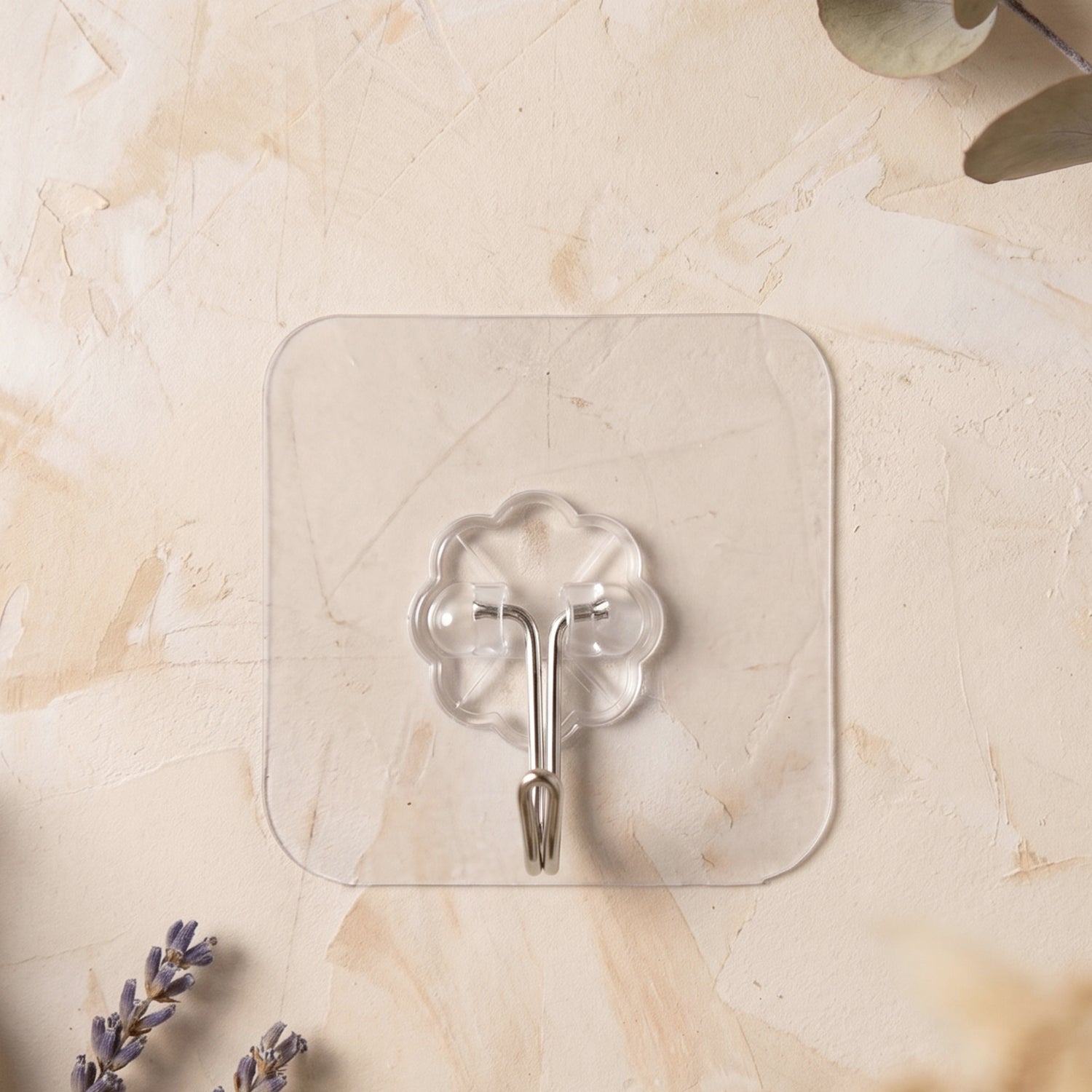 Self adhesive flower-shaped transparent wall hook hanging towel