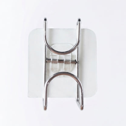 Self-stick double D-ring wall hook holder on door surface