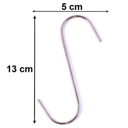 Set of 10 silver S-shaped hooks for home organization.