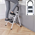 2 Step Folding Ladder with Padded Handrail Anti Slip Steel Step Stool (1 Pc)