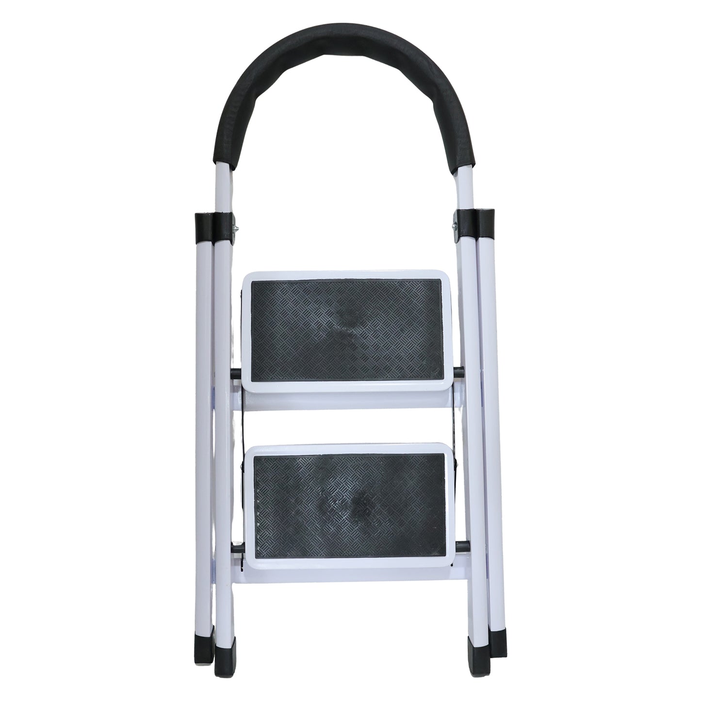 2 Step Folding Ladder with Padded Handrail Anti Slip Steel Step Stool (1 Pc)