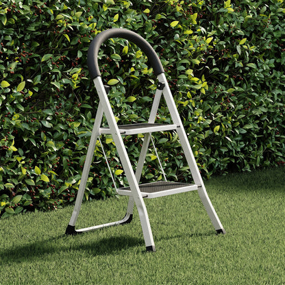 2 Step Folding Ladder with Padded Handrail Anti Slip Steel Step Stool (1 Pc)