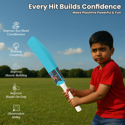 Colorful, safe cricket turf bat perfect for children 5+ to enjoy outdoor cricket