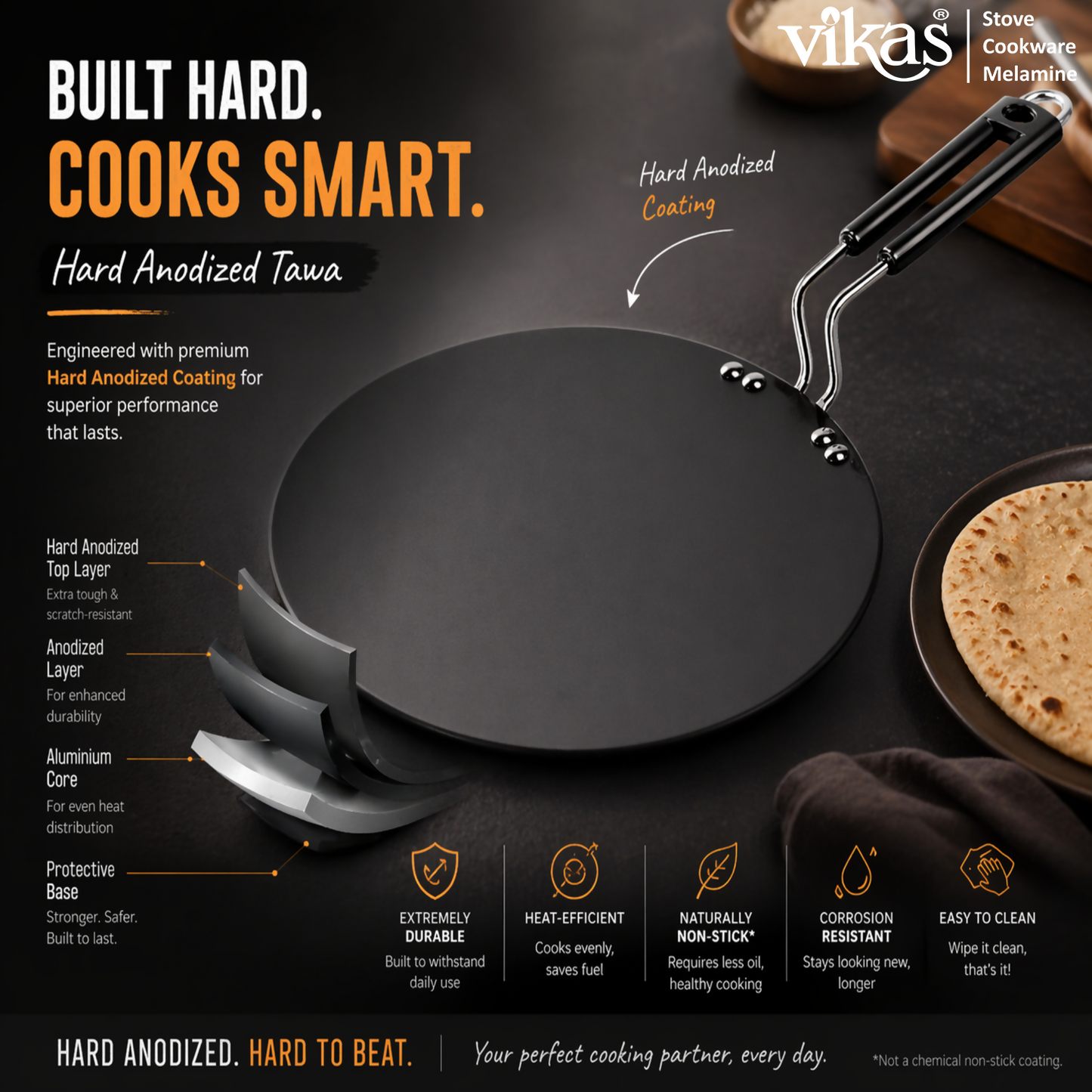 Vikas Hard Anodized Roti Tawa full view