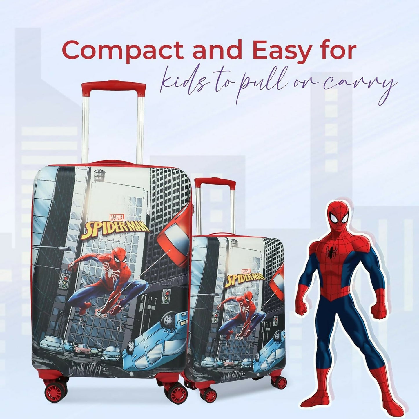 Novex Marvel Spiderman Kids Polycarbonate Trolley Bag for Boys Travel Luggage with 4 Spinner Wheel (18 Inch)