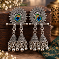 Peacock Eye Oxidized Silver Jhumka Earrings For Women And Girls