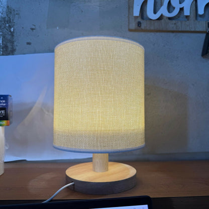 Modern Fabric Shade Wooden Table Lamp for Bedroom, Living Room & Study(CREAM)