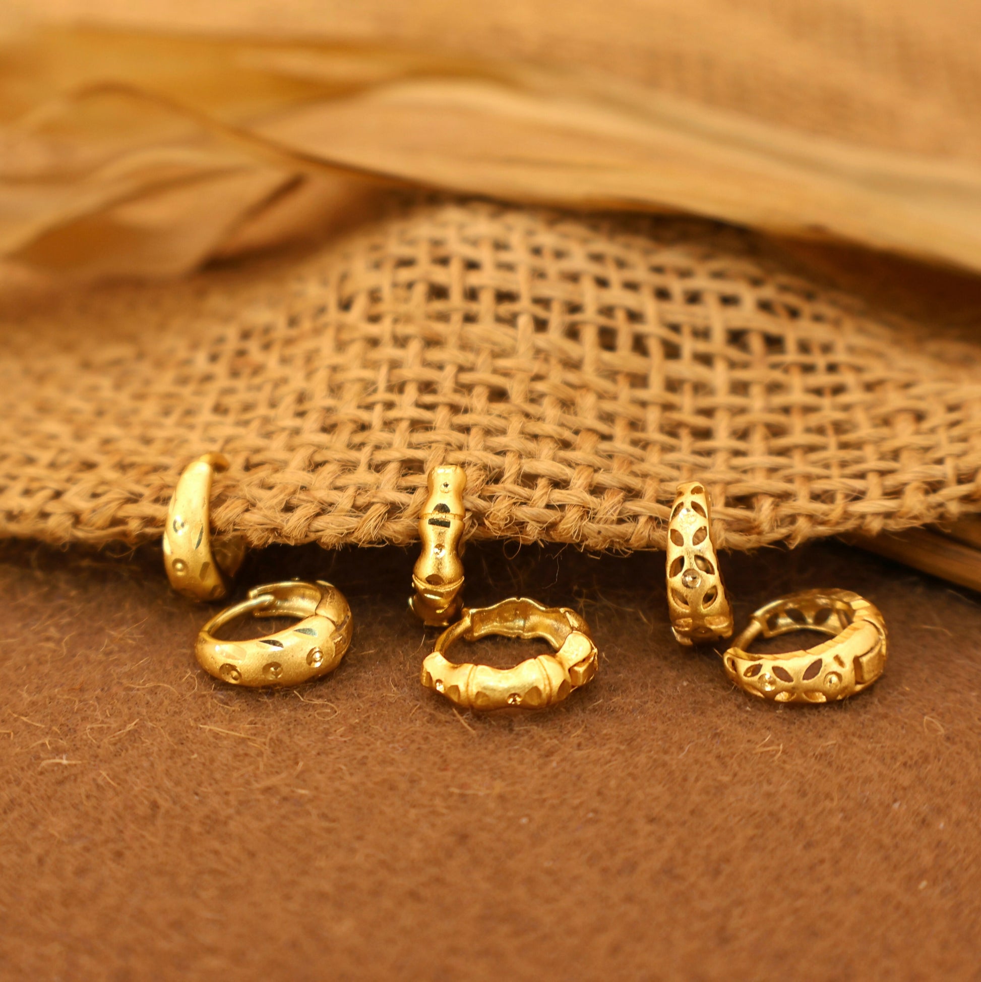 Gold Huggie Hoop Earrings kan ki bali and girls Combo Pack of 3