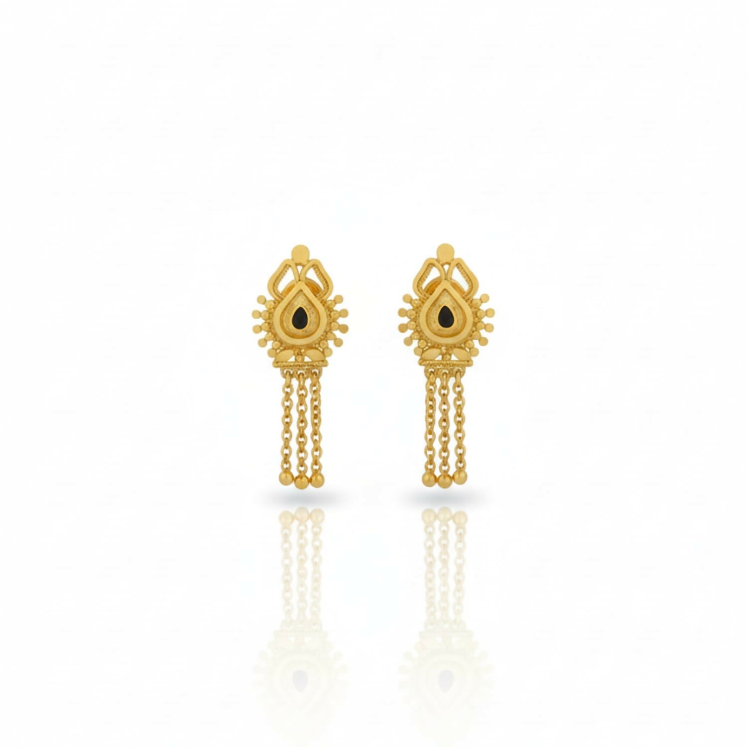 Stylish 3 Line Golden Earrings designed for women and girls in traditional Indian style