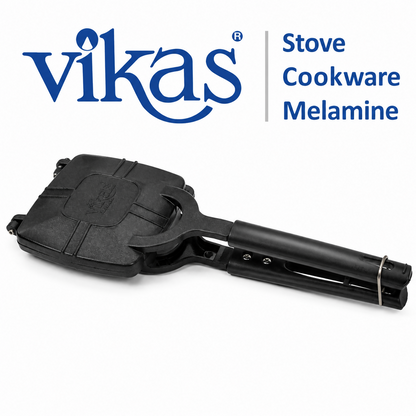 Vikas stove top toaster maker cooking a sandwich on a gas burner