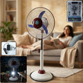Pedestal Fan – Adjustable Height with LED Light & Rechargeable Power