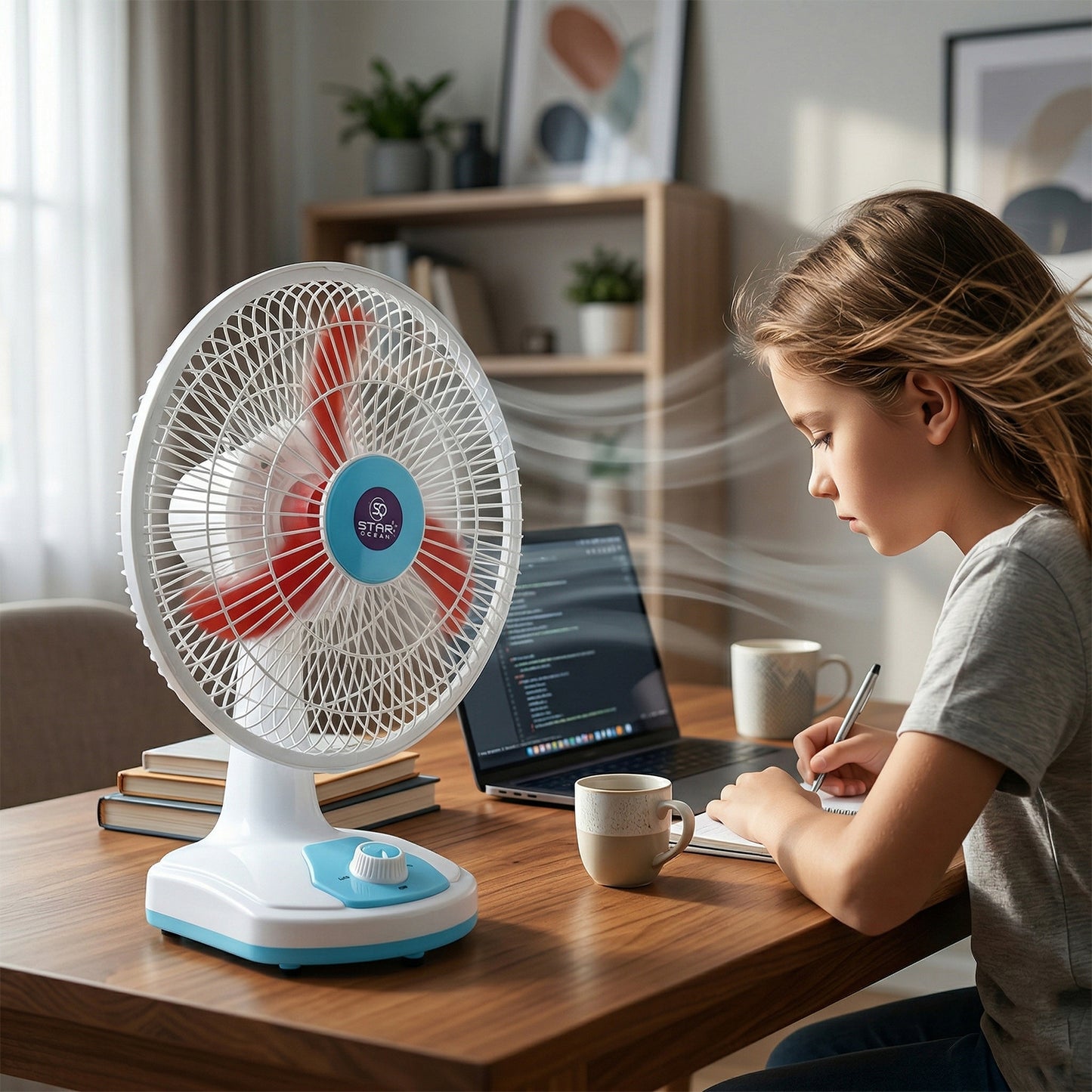 Battery operated table fan suitable for home and travel