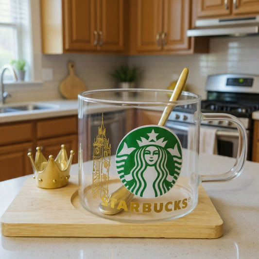 Transparent Glass Coffee Mug with Spoon Premium Tea Cup Set