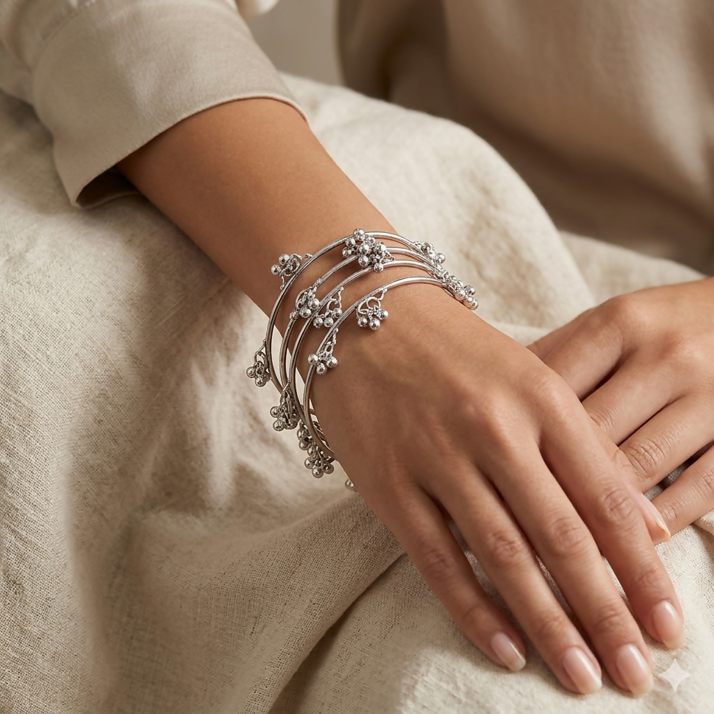Side view of ethnic Kashmiri bangles