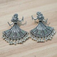 Oxidized Silver Tribal Dancer Earrings with Ghungroo Detailing