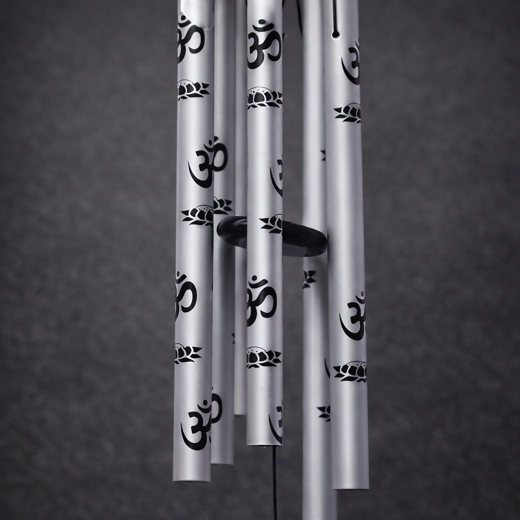 Silver Om Symbol Metal Wind Chime for Home Balcony Garden and Entrance Decor