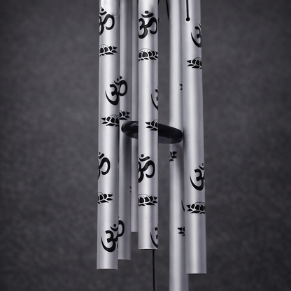 Silver Om Symbol Metal Wind Chime for Home Balcony Garden and Entrance Decor