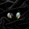 Blue & Gold Resin Drop Earrings – Elegant Korean Style Accessory