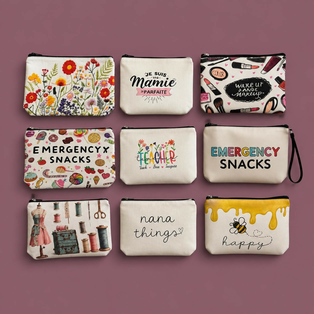 Printed multipurpose pouch used for stationery storage