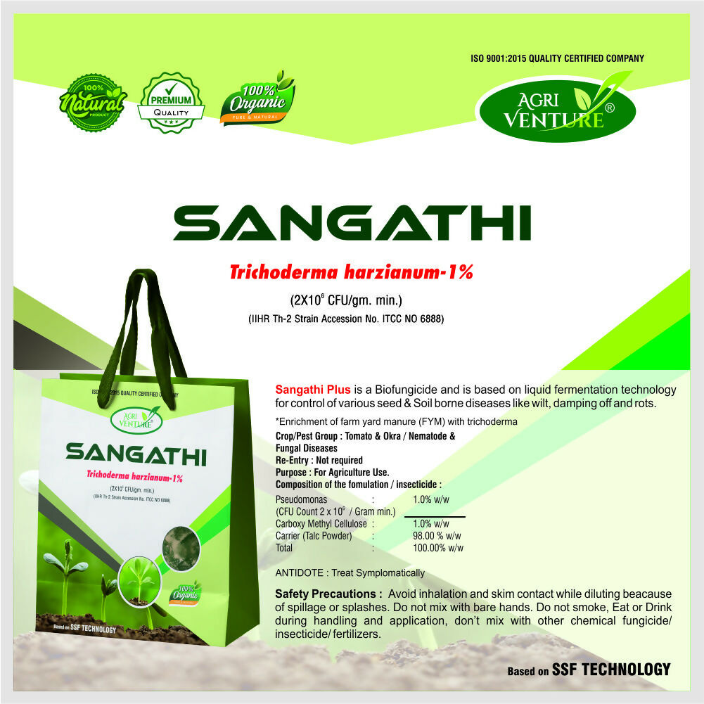 AgriVenture SANGATHI ( Trichoderma Harizianum 1% ) Bactericide, Organic Product BIO FUNGICIDES (2 KG)