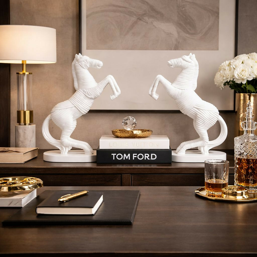 Artistic rearing horse sculpture as a stylish decor accessory