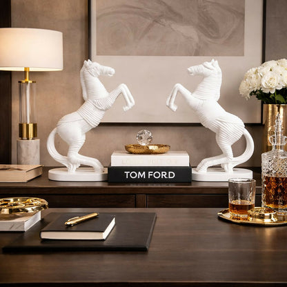 Artistic rearing horse sculpture as a stylish decor accessory