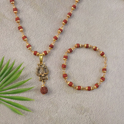 Trishul Shivling Pendant With Rudraksha Bead Necklace Combo