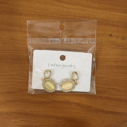 Elegant Oval Crystal Drop Earrings for Women and Girls Party Wear