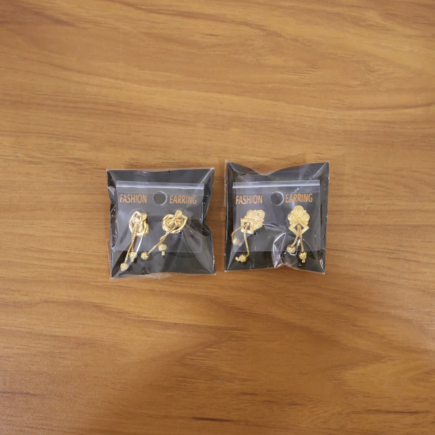 Premium Gold Earrings Combo Set with Floral Tops and Chain Tassel Drops (2 Pair)