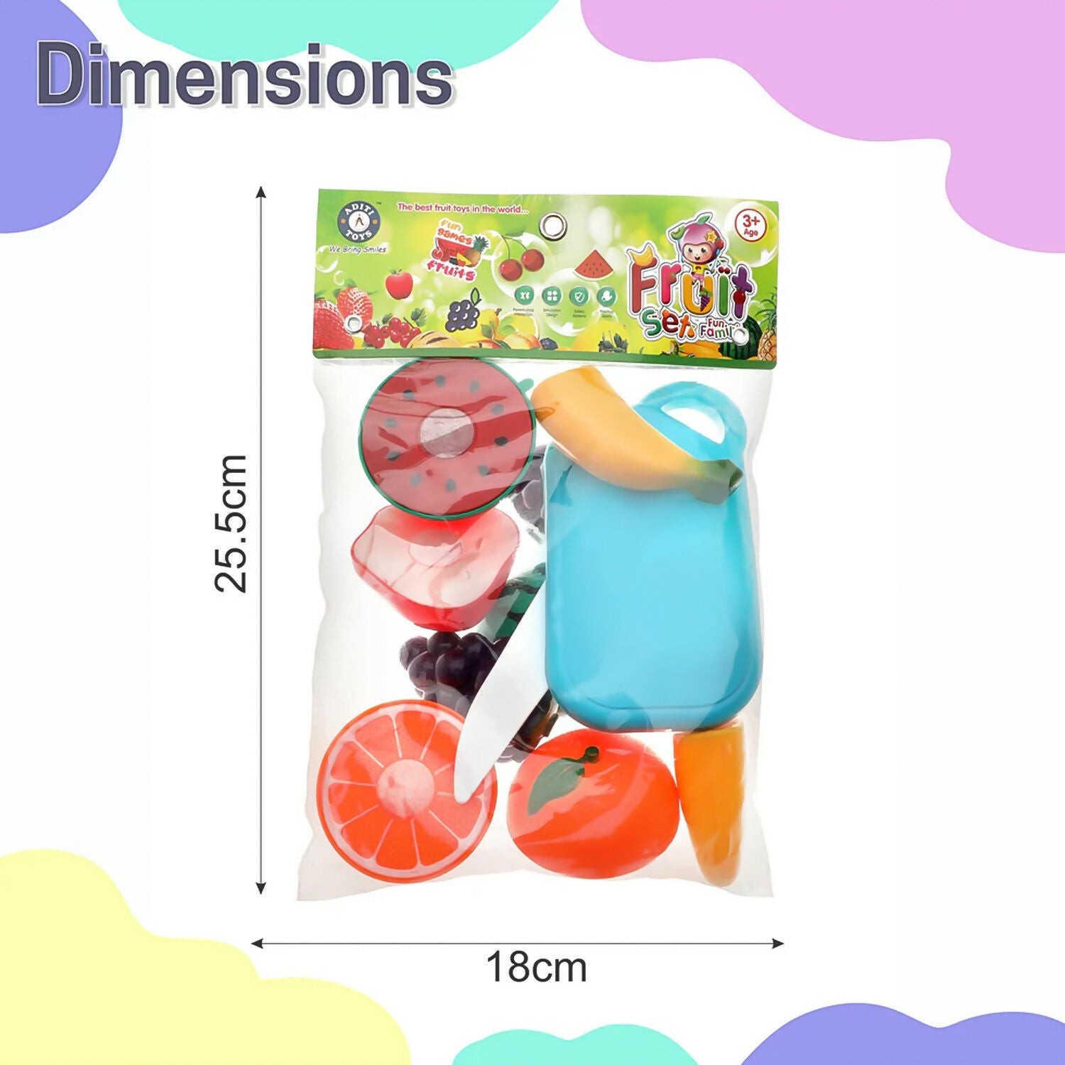 Kids Fruit Cutting Play Set with Velcro Fruits, Knife and Board for Learning Fun