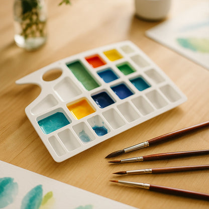 Khyati Colour Mixing Plate – Rectangle Medium Artist Palette with Multiple Compartments