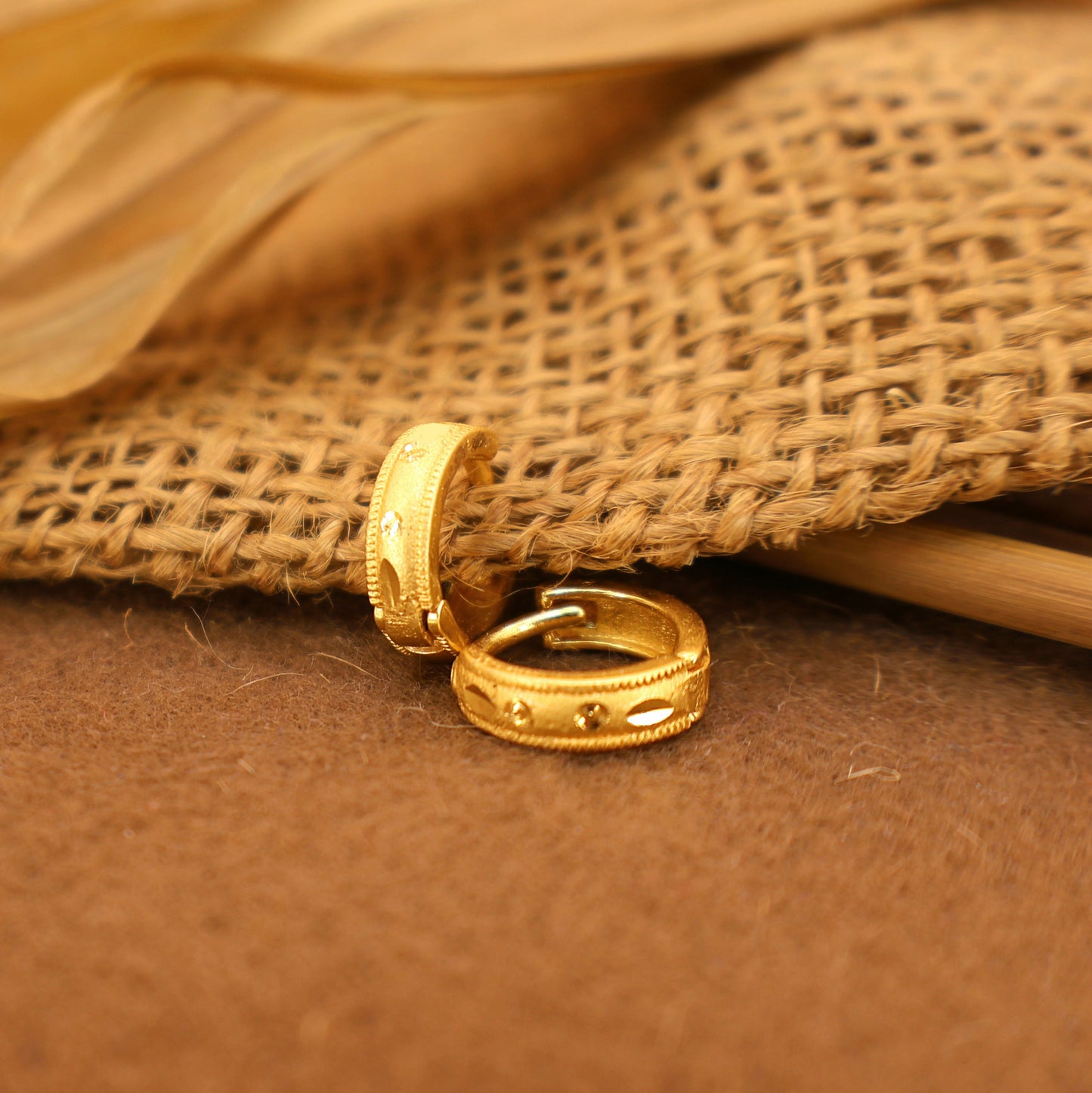 Gold Hoop Earrings kan bali with AD Bali