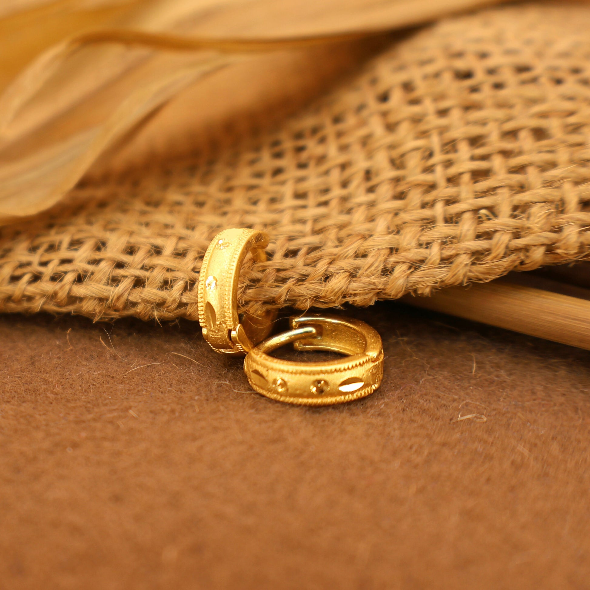 Gold Hoop Earrings kan bali with AD Bali